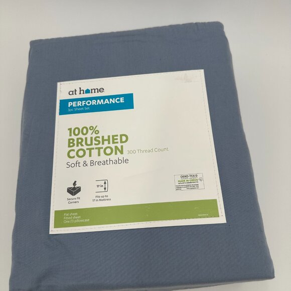 100% Cotton Twin Sheet Set 3pc Brushed 300TC Soft Breathable Bedding - Picture 3 of 6